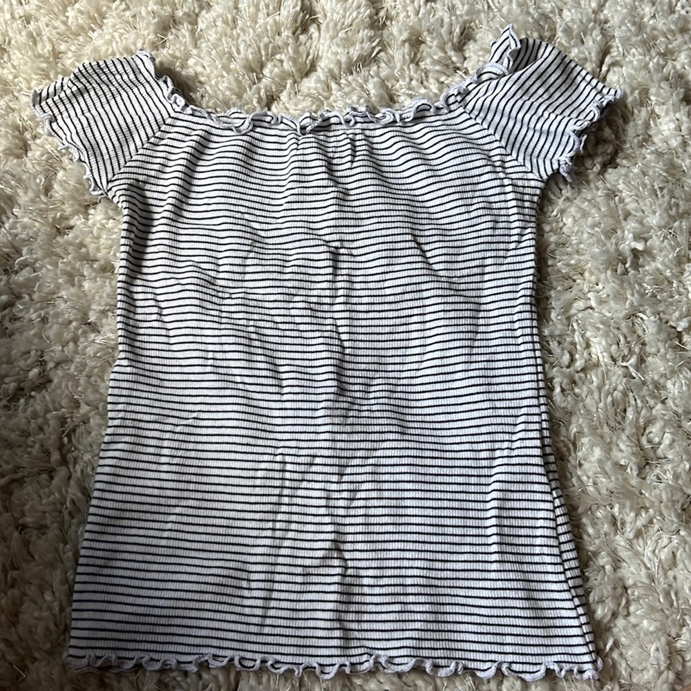 cropped striped off shoulder top